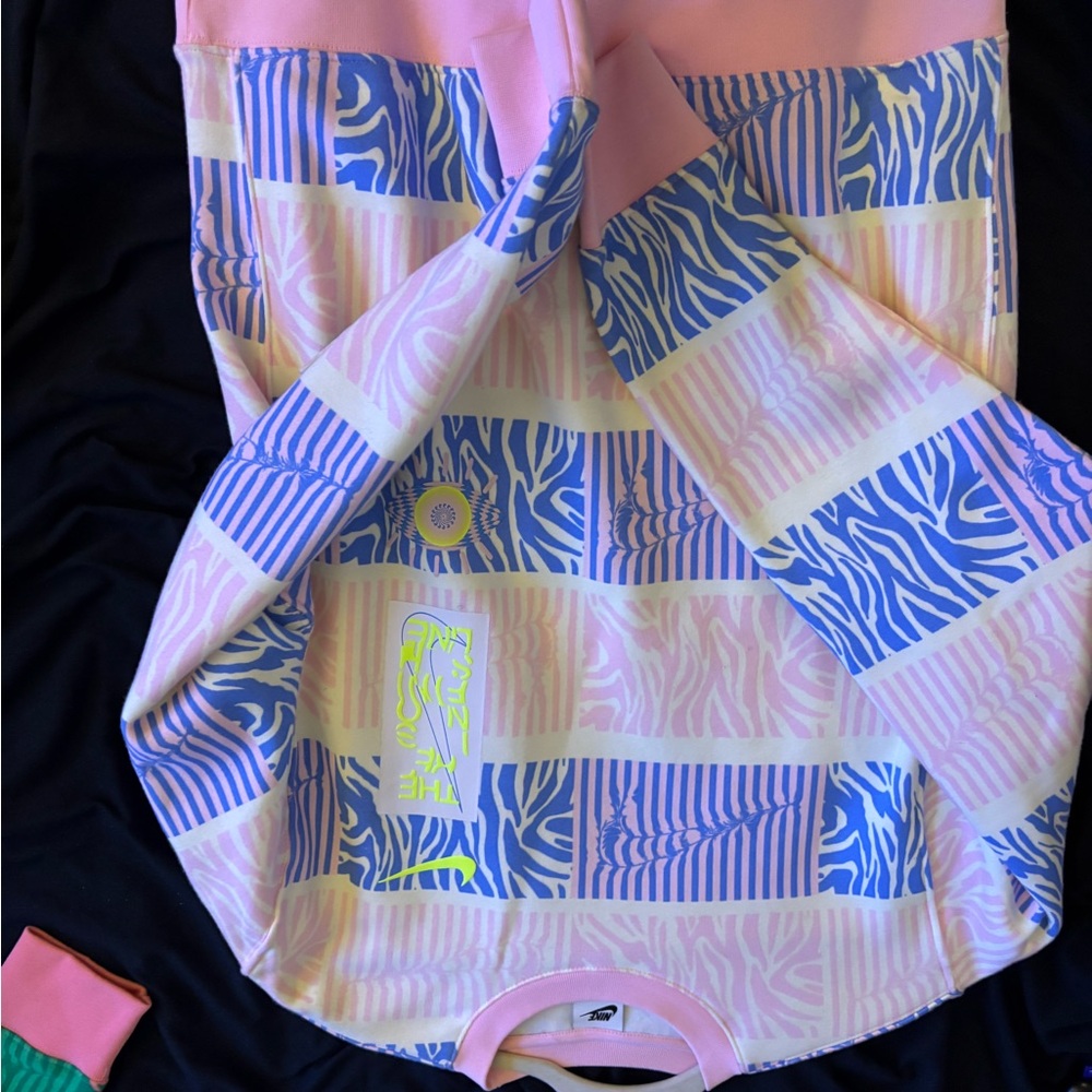 Pink and Blue Patterned Long Sleeve Shirt